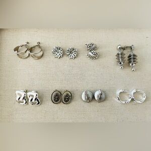 8 PAIRS OF VINTAGE SILVER EARRINGS
